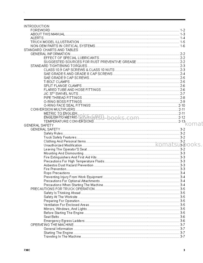 Komatsu 730eusa Operation manual cover Page 5