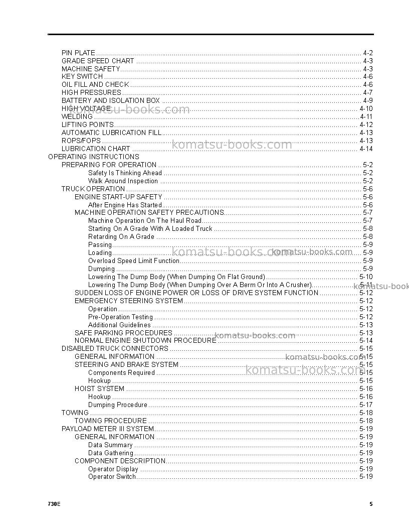Komatsu 730eusa Operation manual cover Page 5