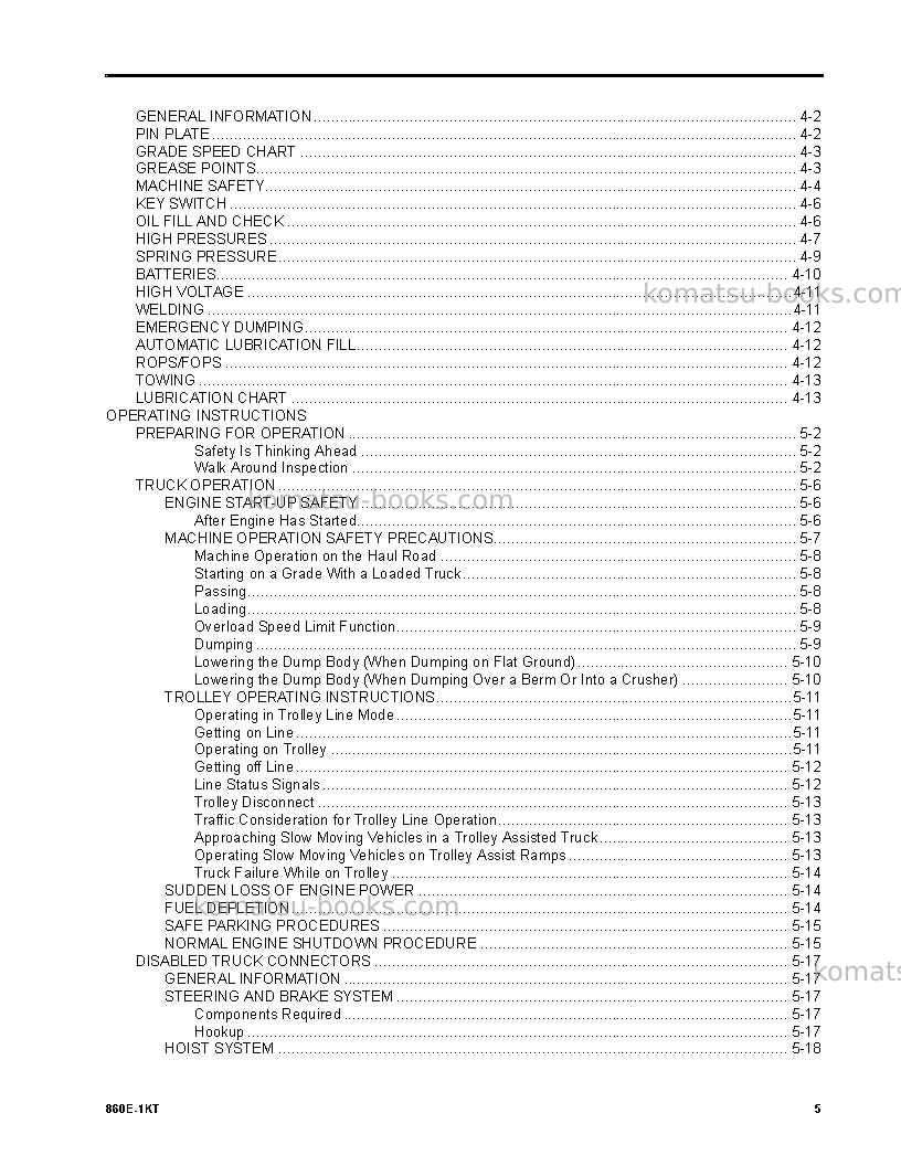 Komatsu 860e-1usa-kt Operation manual cover Page 5