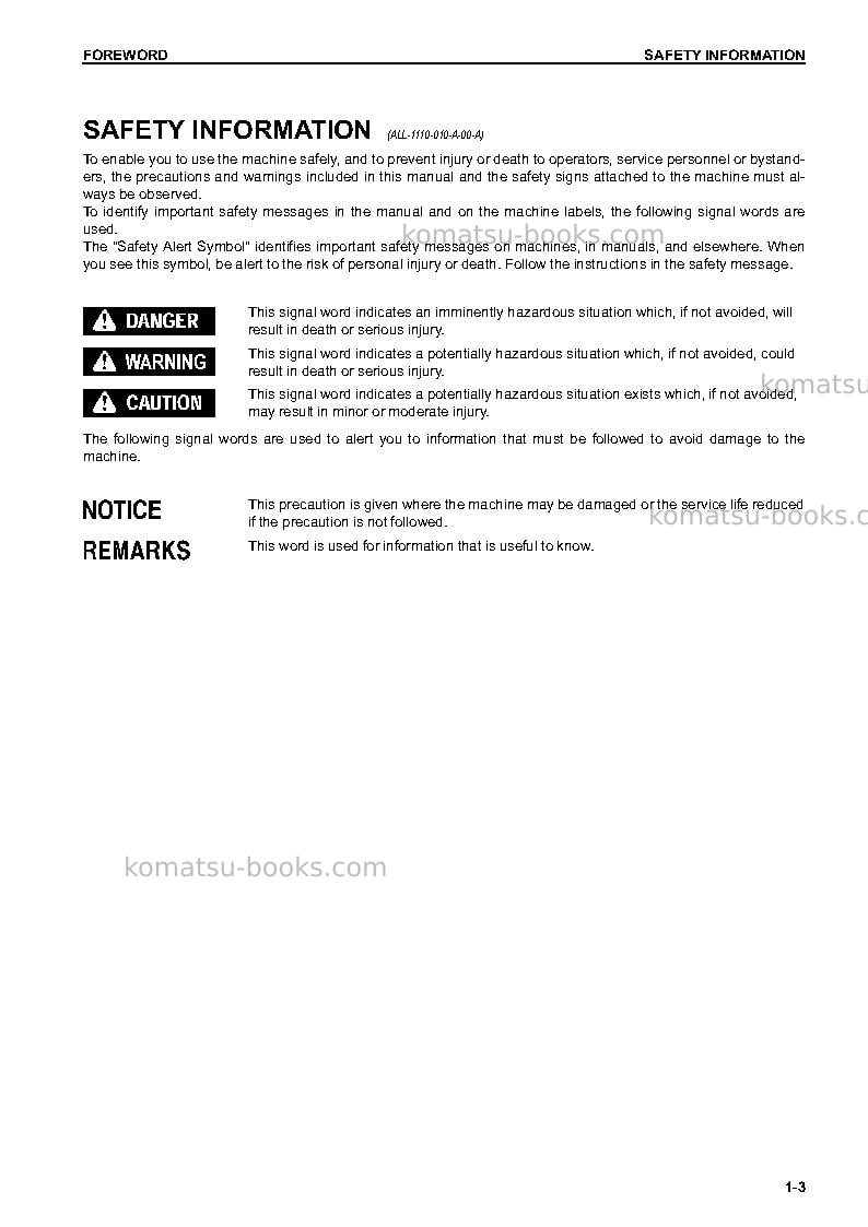 Komatsu wa470-7usa Operation manual cover Page 5 Komatsu wa470-7usa Operation manual cover Page 5