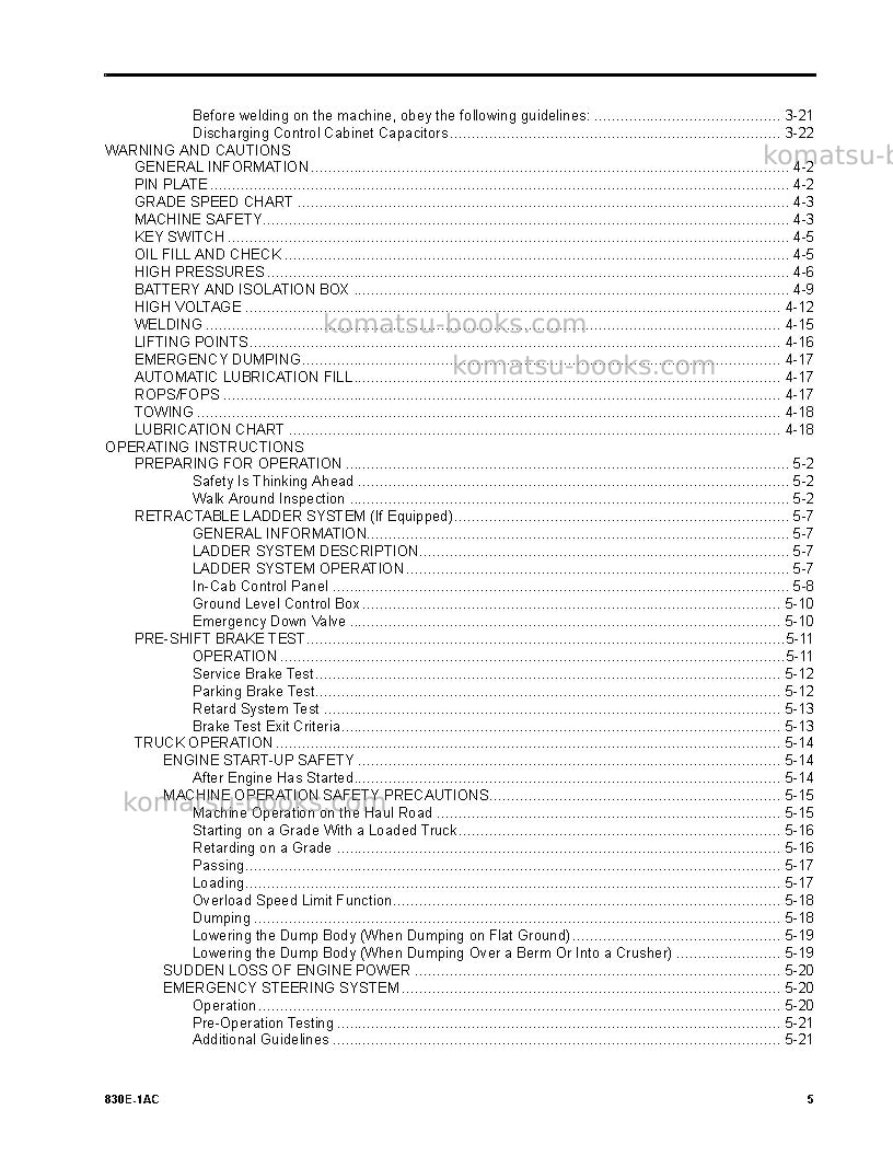 Komatsu 830e-1usa-ac Operation manual cover Page 5