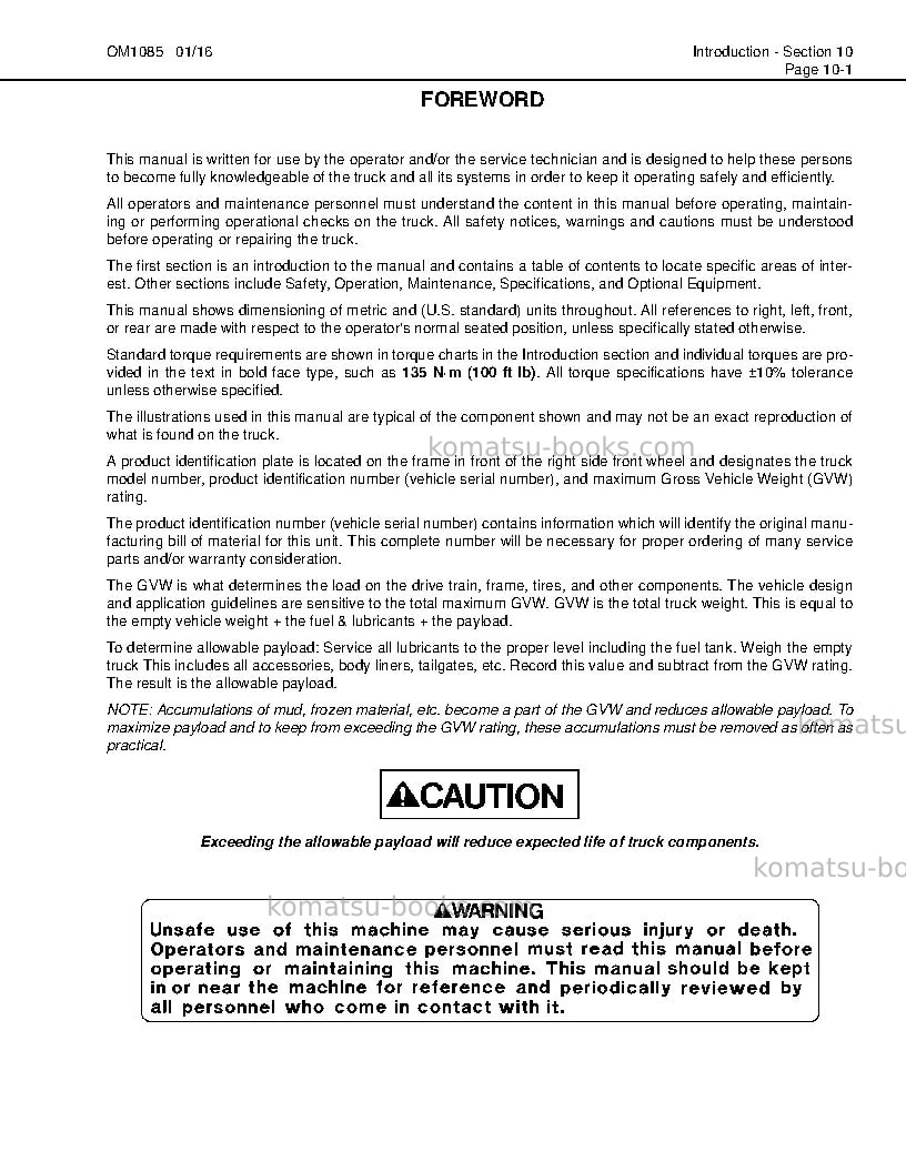 Komatsu hd1500-7usa-w/ ssa16v159 Operation manual cover Page 5