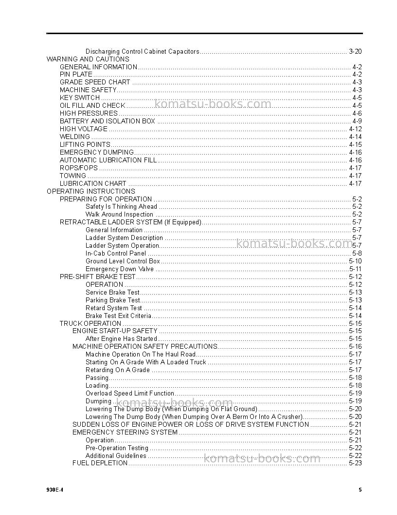 Komatsu 930e-4usa Operation manual cover Page 5