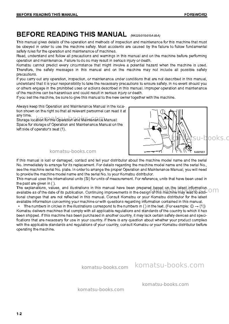 Komatsu wa270-7usa Operation manual cover Page 5 Komatsu wa270-7usa Operation manual cover Page 5