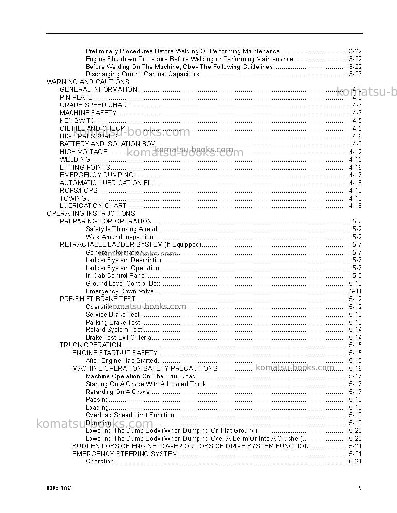 Komatsu 830e-1usa-ac Operation manual cover Page 5