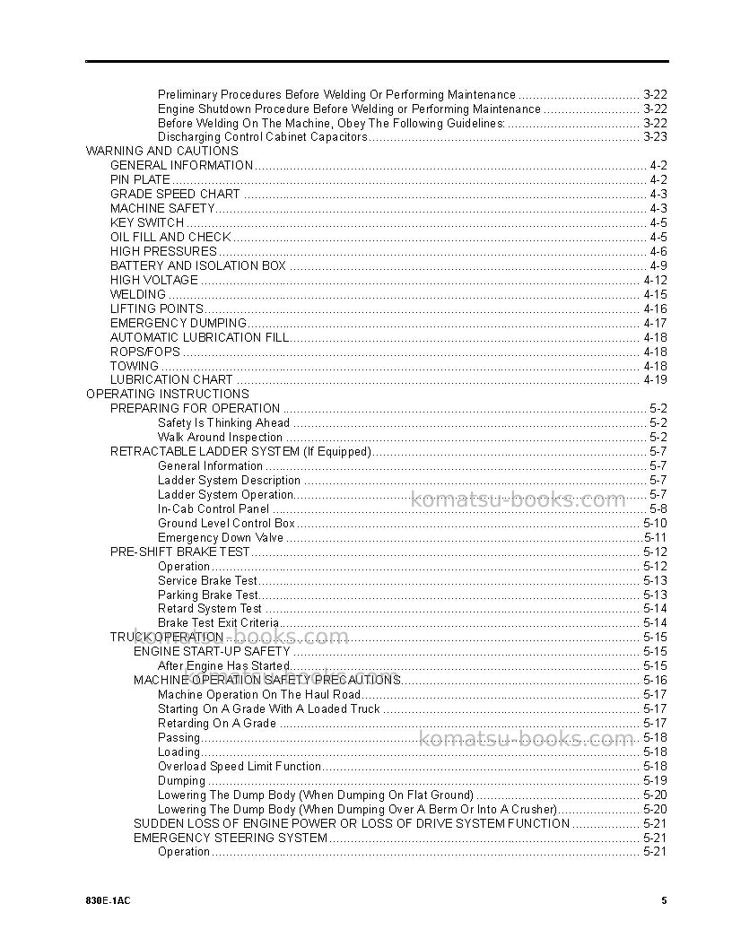 Komatsu 830e-1usa-ac Operation manual cover Page 5