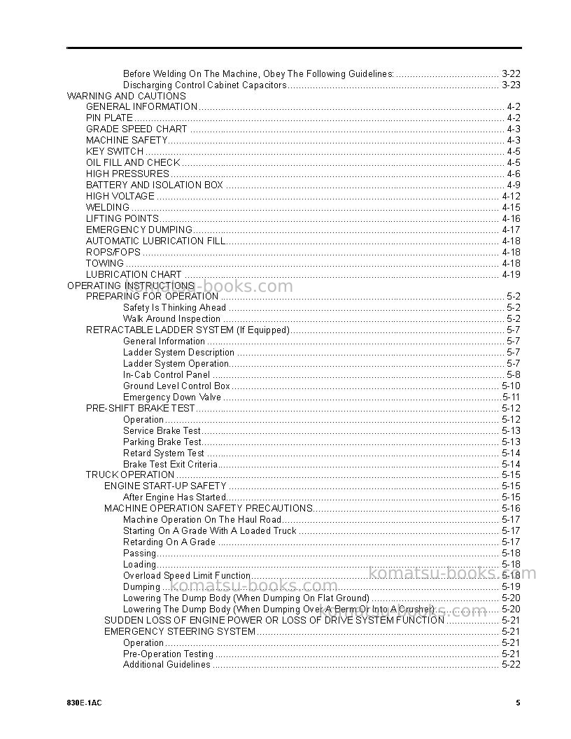 Komatsu 830e-1usa-ac Operation manual cover Page 5 Komatsu 830e-1usa-ac Operation manual cover Page 5