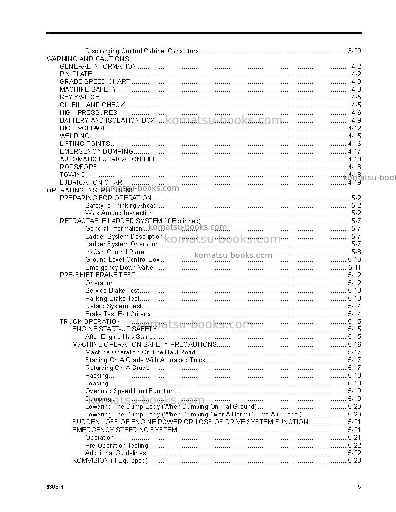 Komatsu 930e-4usa Operation manual cover Page 5