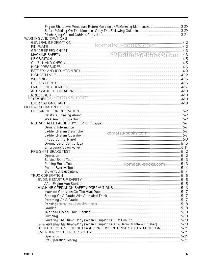 Komatsu 930e-4usa Operation manual cover Page 5 Komatsu 930e-4usa Operation manual cover Page 5