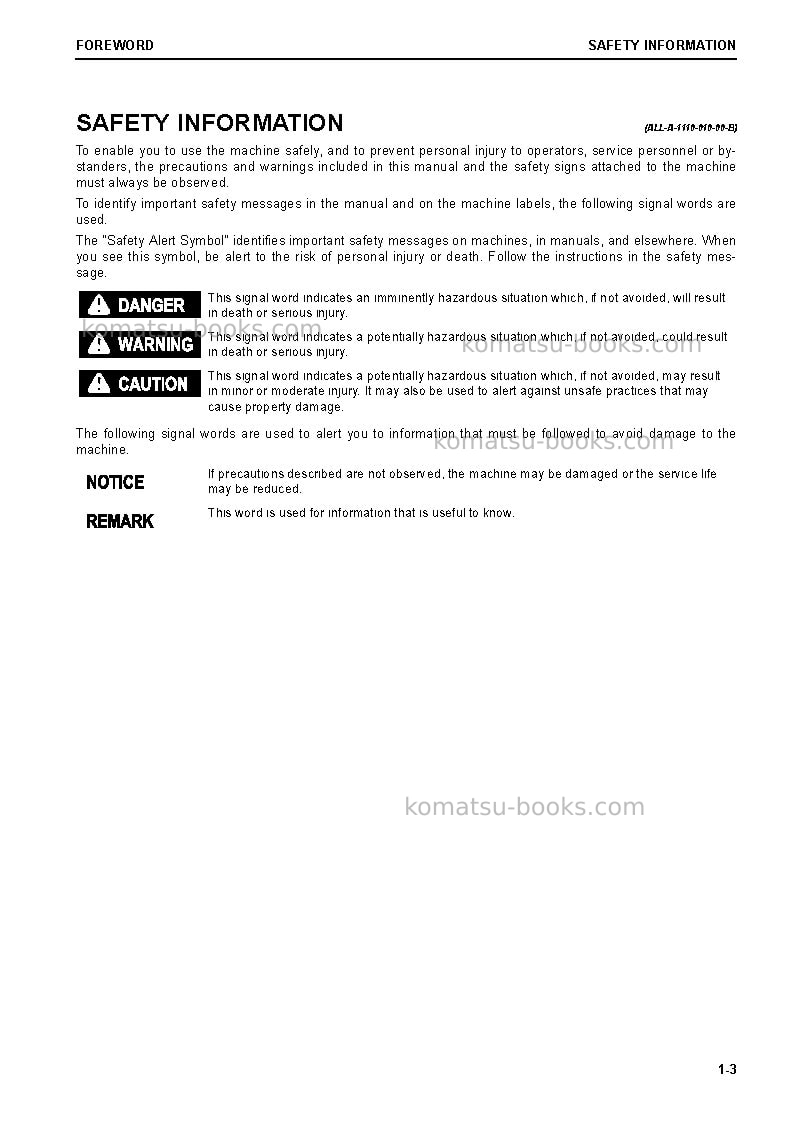 Komatsu wa380-8usa Operation manual cover Page 5