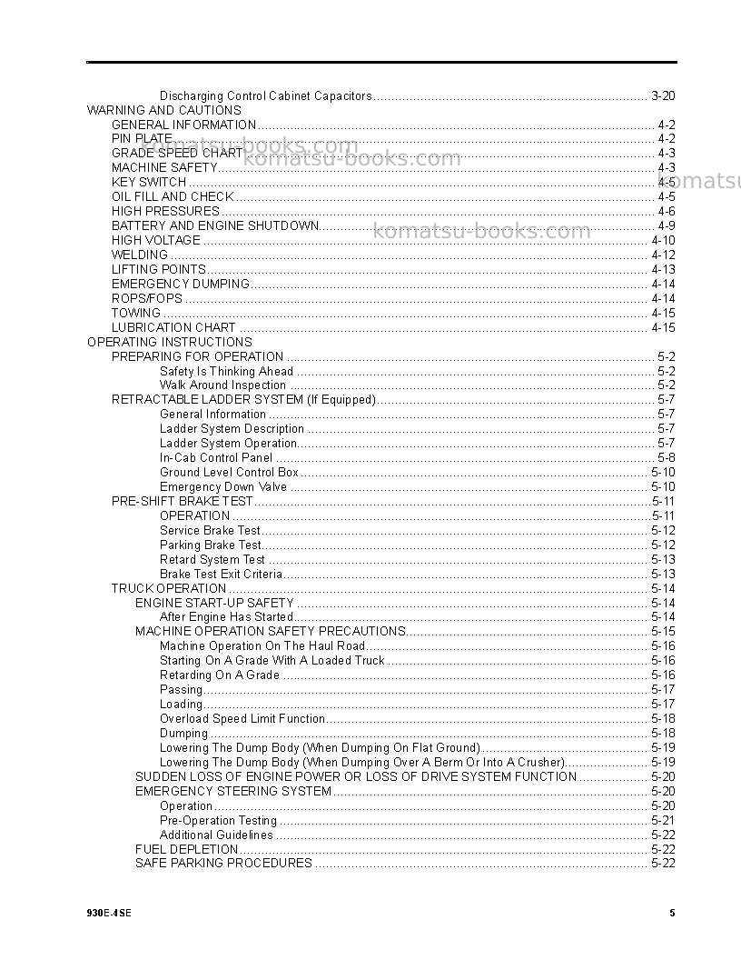 Komatsu 930e-4usa-se Operation manual cover Page 5