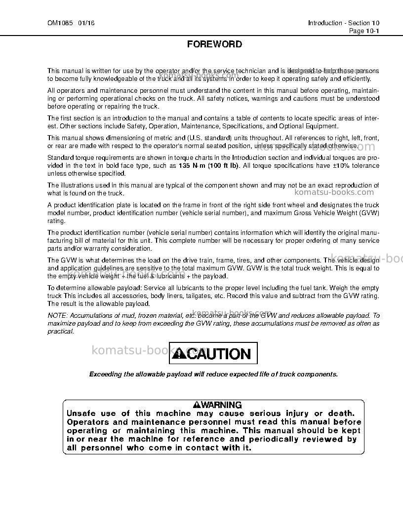 Komatsu hd1500-7usa-w/ ssa16v159 Operation manual cover Page 5