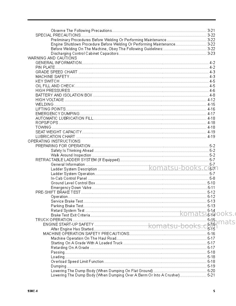 Komatsu 930e-4usa Operation manual cover Page 5 Komatsu 930e-4usa Operation manual cover Page 5