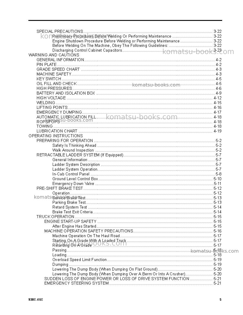 Komatsu 930e-4usa-se Operation manual cover Page 5 Komatsu 930e-4usa-se Operation manual cover Page 5