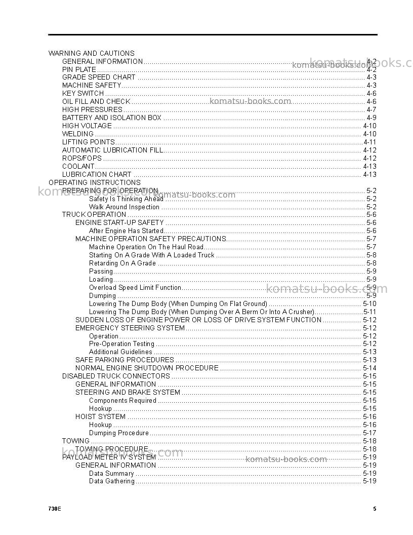 Komatsu 730eusa Operation manual cover Page 5