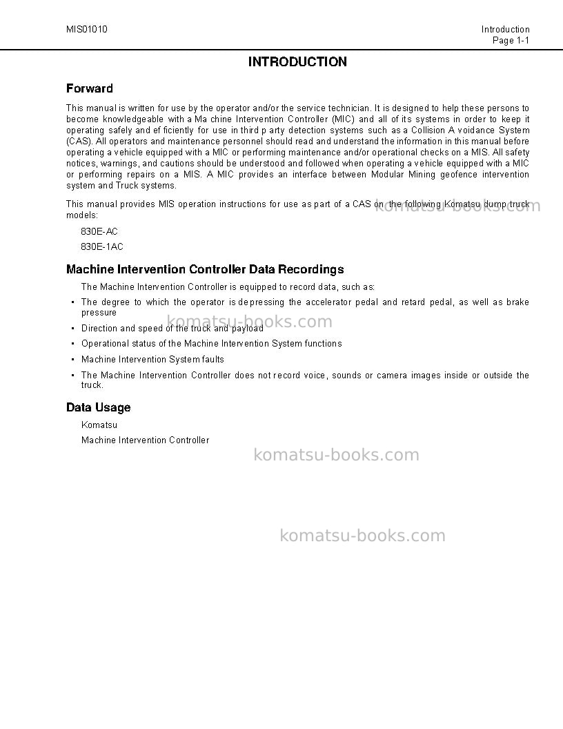 Komatsu 830e-1usa-ac Operation manual cover Page 5