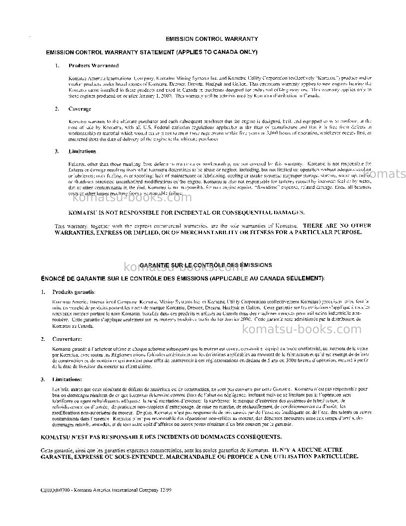 Komatsu 830 Operation manual cover Page 5 Komatsu 830 Operation manual cover Page 5