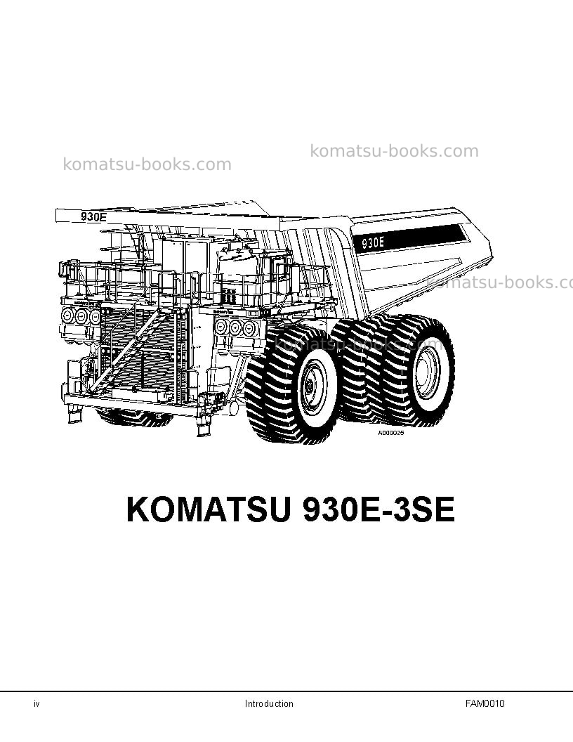 Komatsu 930e-3usa-se Field assembly manual cover Page 5 Komatsu 930e-3usa-se Field assembly manual cover Page 5