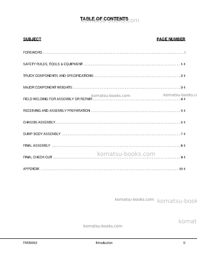 Komatsu 830e-acusa Field assembly manual cover Page 5
