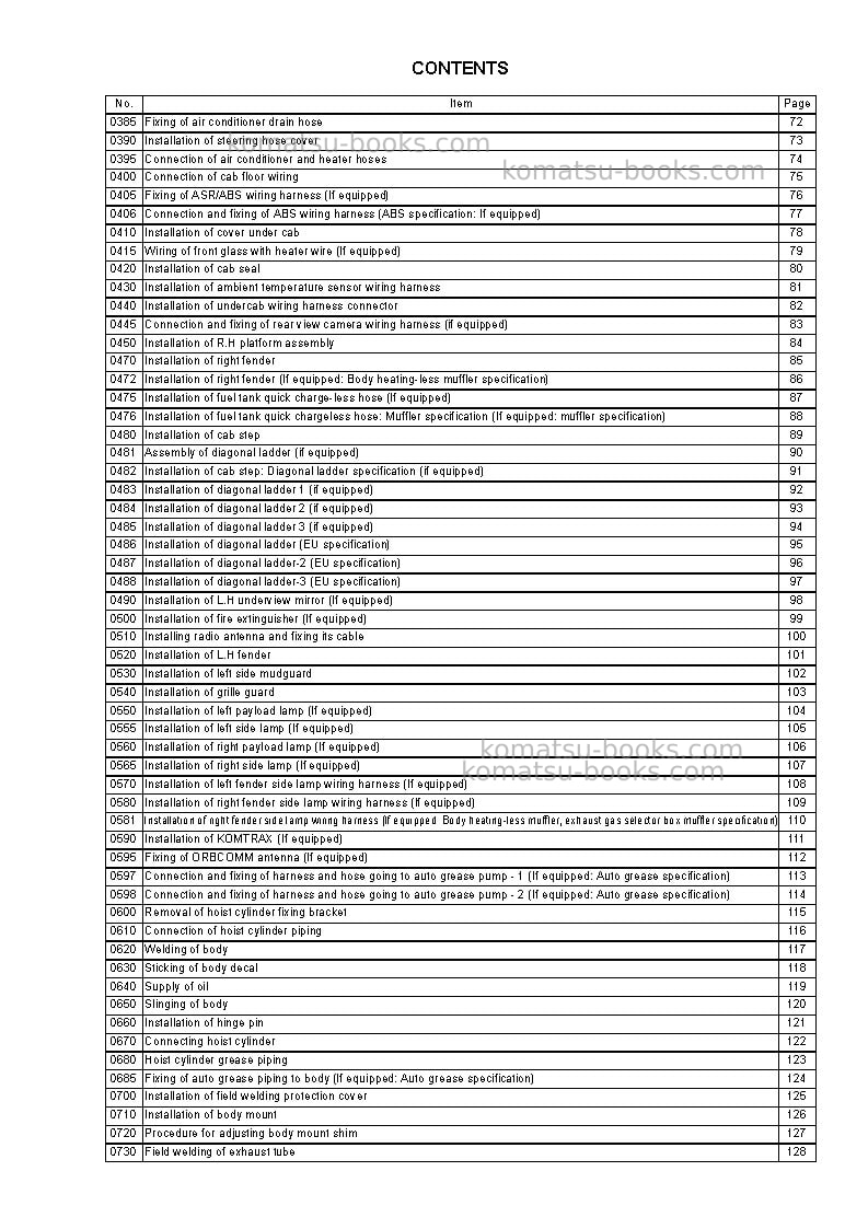 Komatsu hd785-7usa Field assembly manual cover Page 5