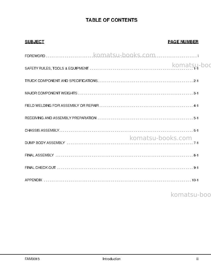 Komatsu 930e-4usa-se Field assembly manual cover Page 5