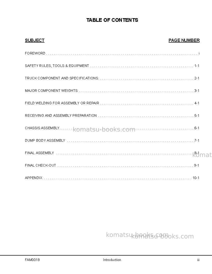 Komatsu 860e-1usa-kt Field assembly manual cover Page 5