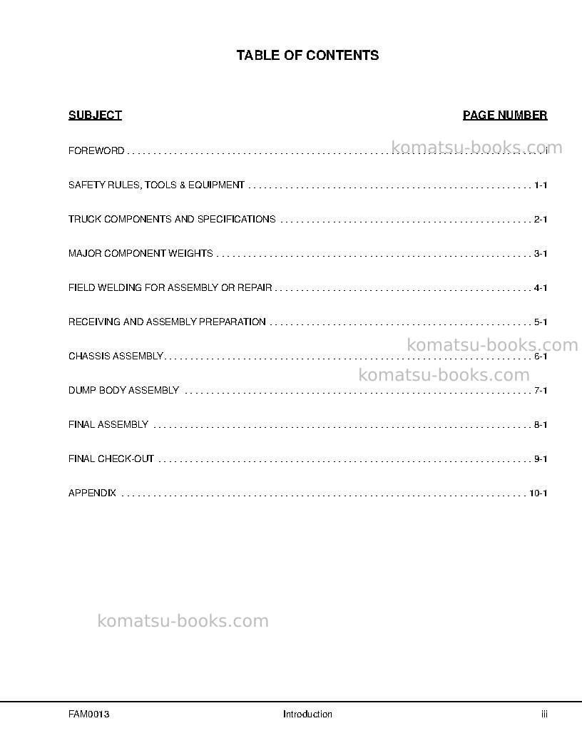 Komatsu 930e-4usa Field assembly manual cover Page 5