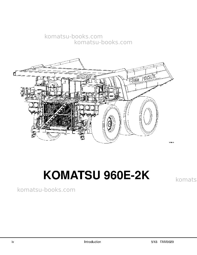 Komatsu 960e-2usa-k Field assembly manual cover Page 5 Komatsu 960e-2usa-k Field assembly manual cover Page 5