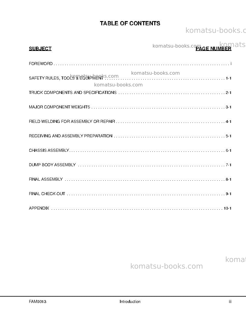 Komatsu 930e-4usa Field assembly manual cover Page 5