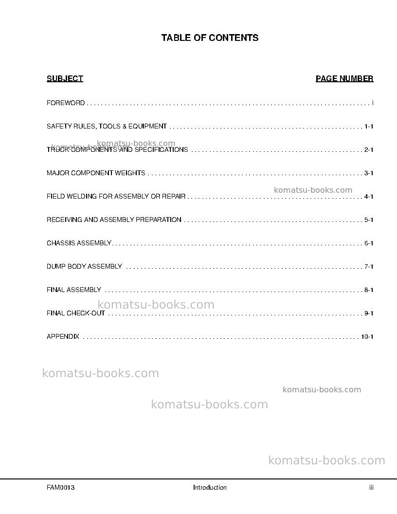 Komatsu 930e-4usa Field assembly manual cover Page 5