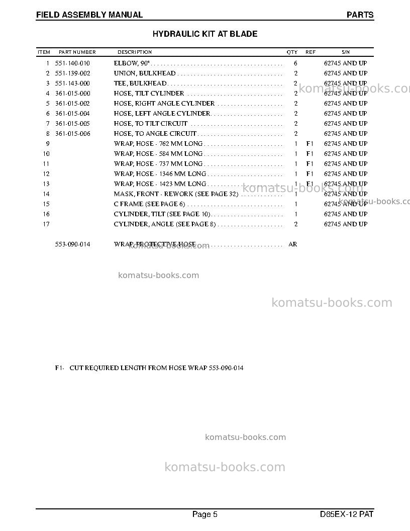 Komatsu d65ex-12jpn Field assembly manual cover Page 5