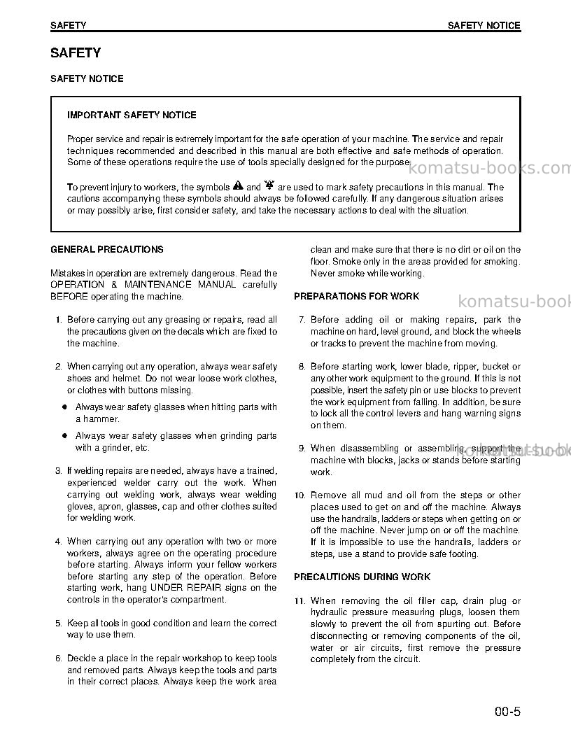 Komatsu wa180pt-3usa-l Repair & maintenance cover Page 5