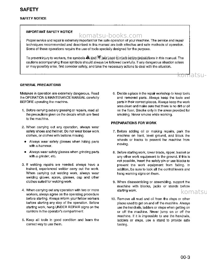 Komatsu wa800-2usa-lc Repair & maintenance cover Page 5