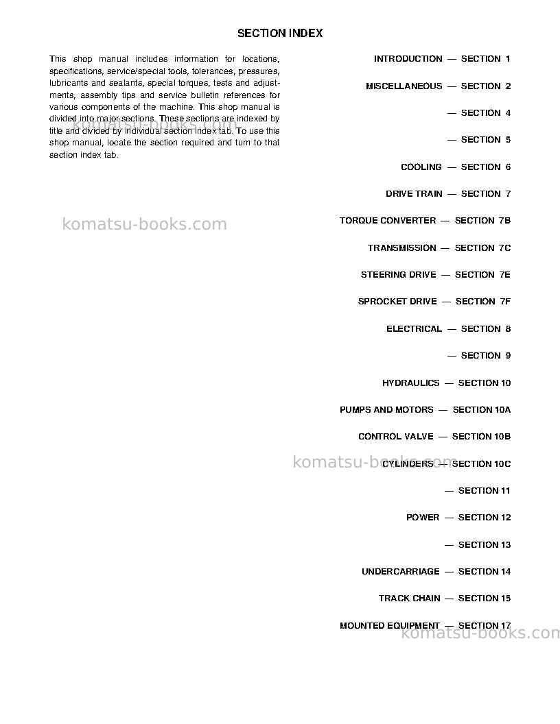 Komatsu td-7h Repair & maintenance cover Page 5 Komatsu td-7h Repair & maintenance cover Page 5