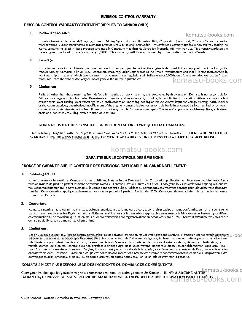 Komatsu 830eusa Repair & maintenance cover Page 5