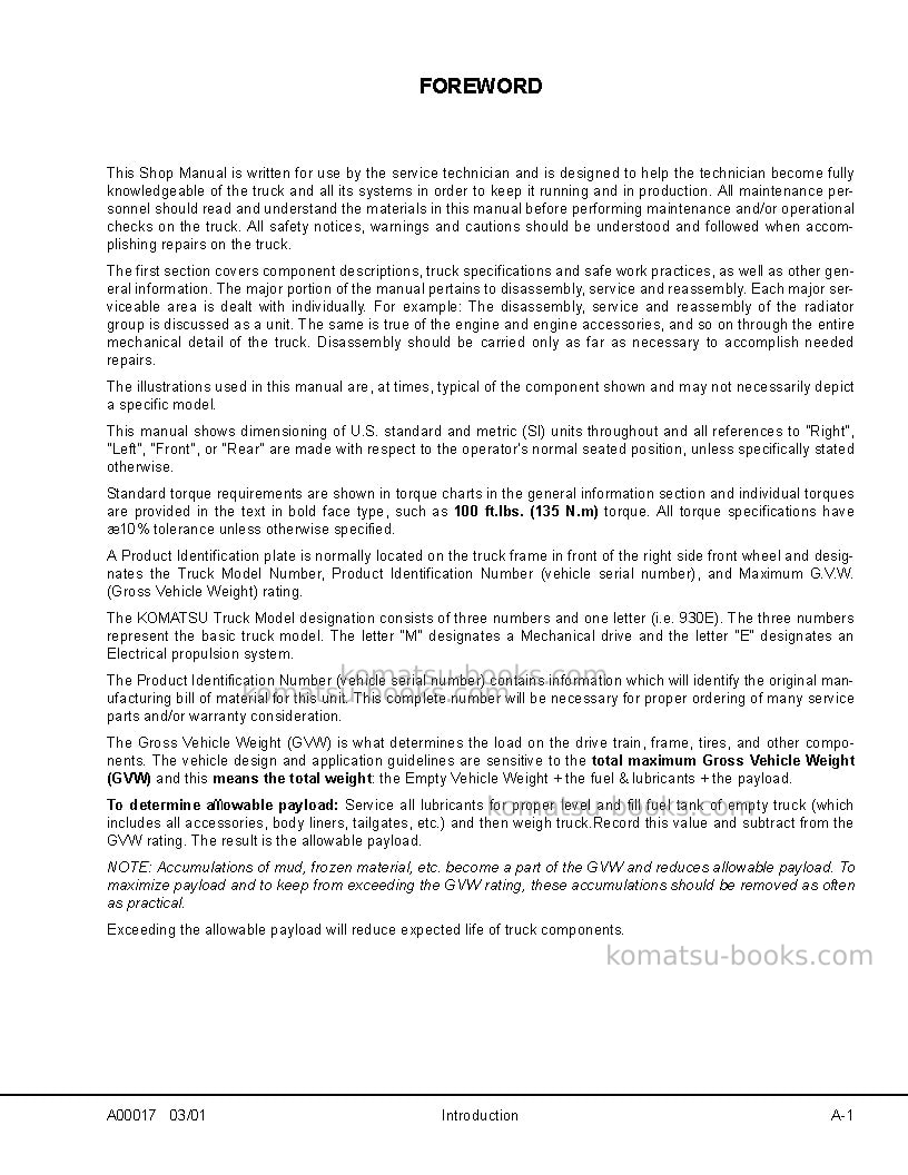 Komatsu 930e-2usa-3 Repair & maintenance cover Page 5