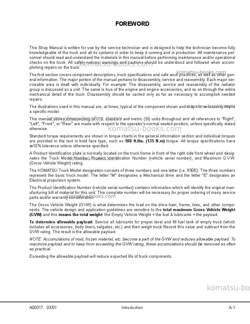Komatsu 930e-2usa-3 Repair & maintenance cover Page 5
