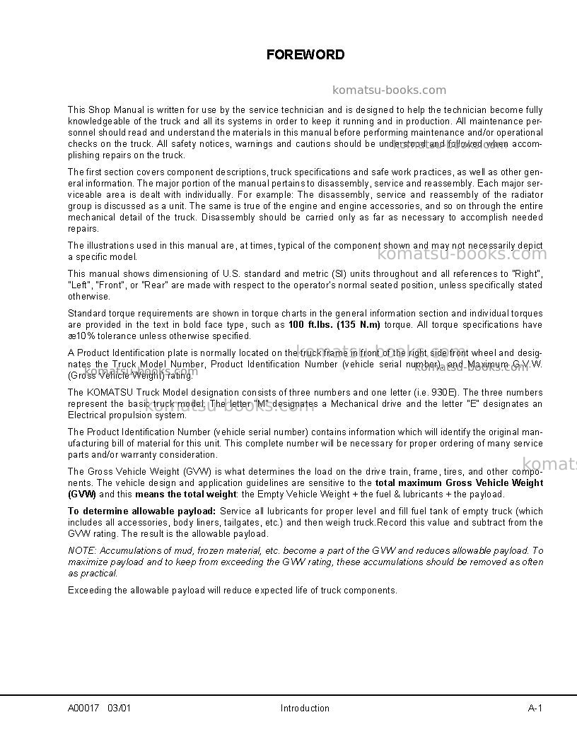 Komatsu 930e-2usa-3 Repair & maintenance cover Page 5