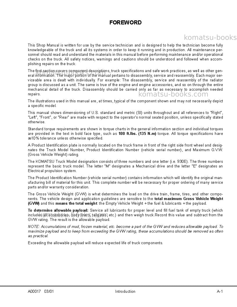 Komatsu 930e-2usa-3 Repair & maintenance cover Page 5
