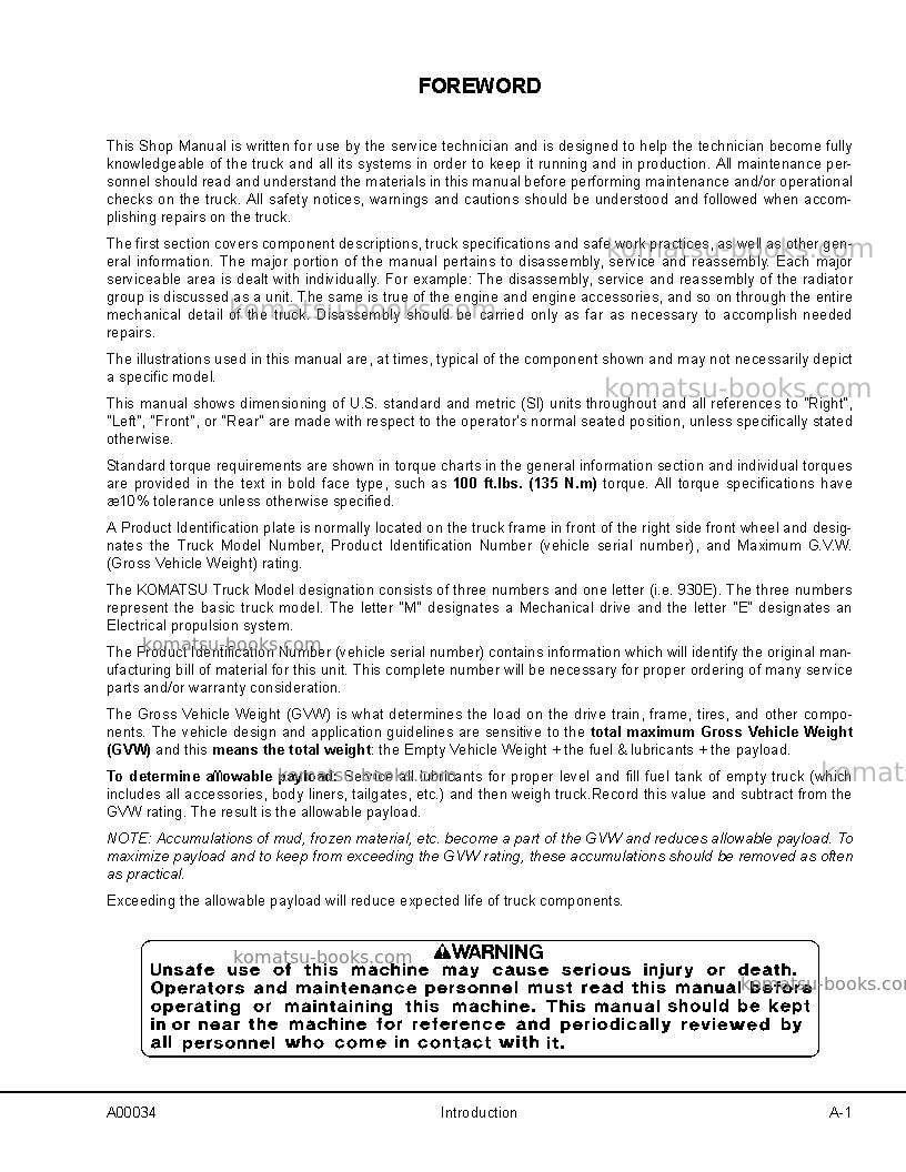 Komatsu 930e-3usa-se Repair & maintenance cover Page 5