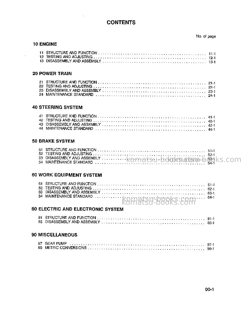 Komatsu wa120-1usa-lc Repair & maintenance cover Page 5 Komatsu wa120-1usa-lc Repair & maintenance cover Page 5