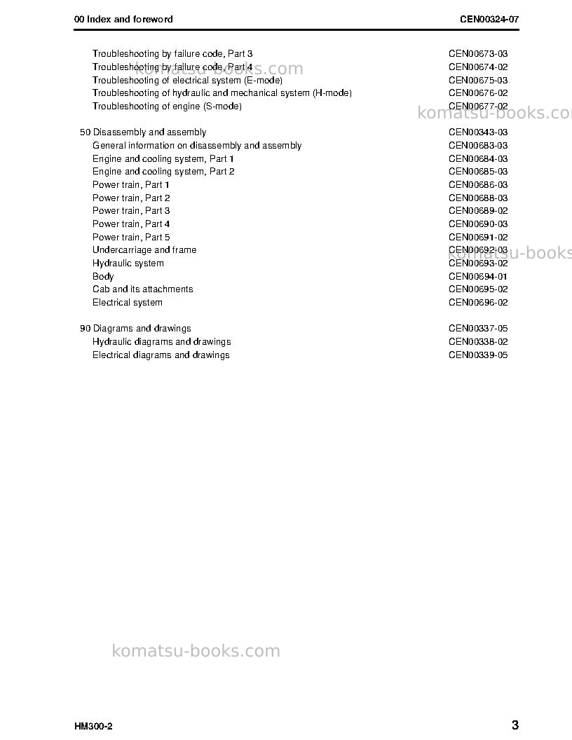 Komatsu hm300-2usa Repair & maintenance cover Page 5 Komatsu hm300-2usa Repair & maintenance cover Page 5