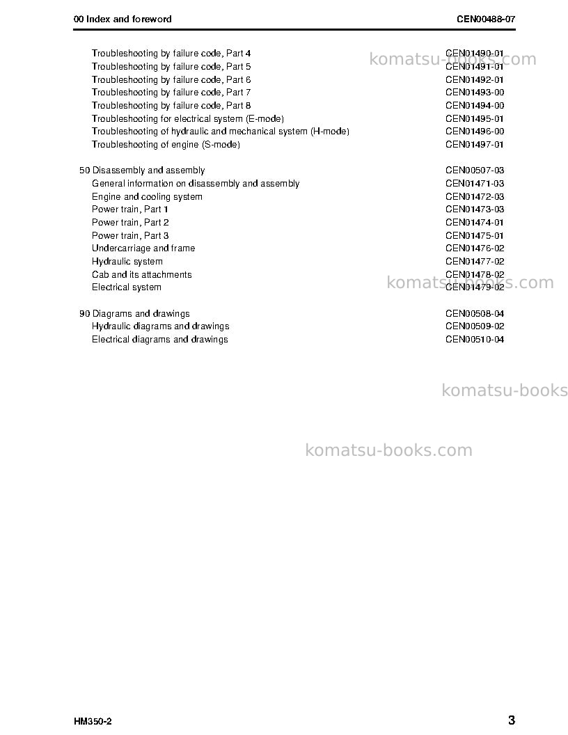 Komatsu hm350-2usa Repair & maintenance cover Page 5 Komatsu hm350-2usa Repair & maintenance cover Page 5