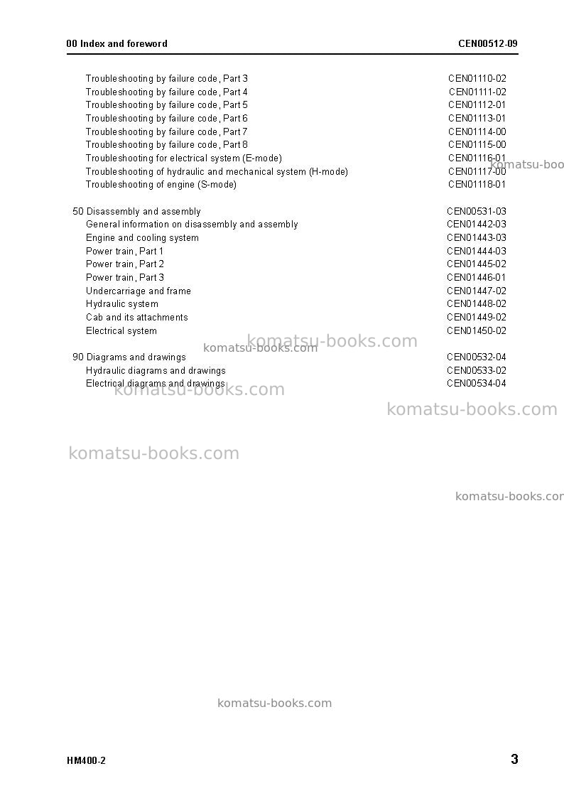 Komatsu hm400-2usa Repair & maintenance cover Page 5 Komatsu hm400-2usa Repair & maintenance cover Page 5