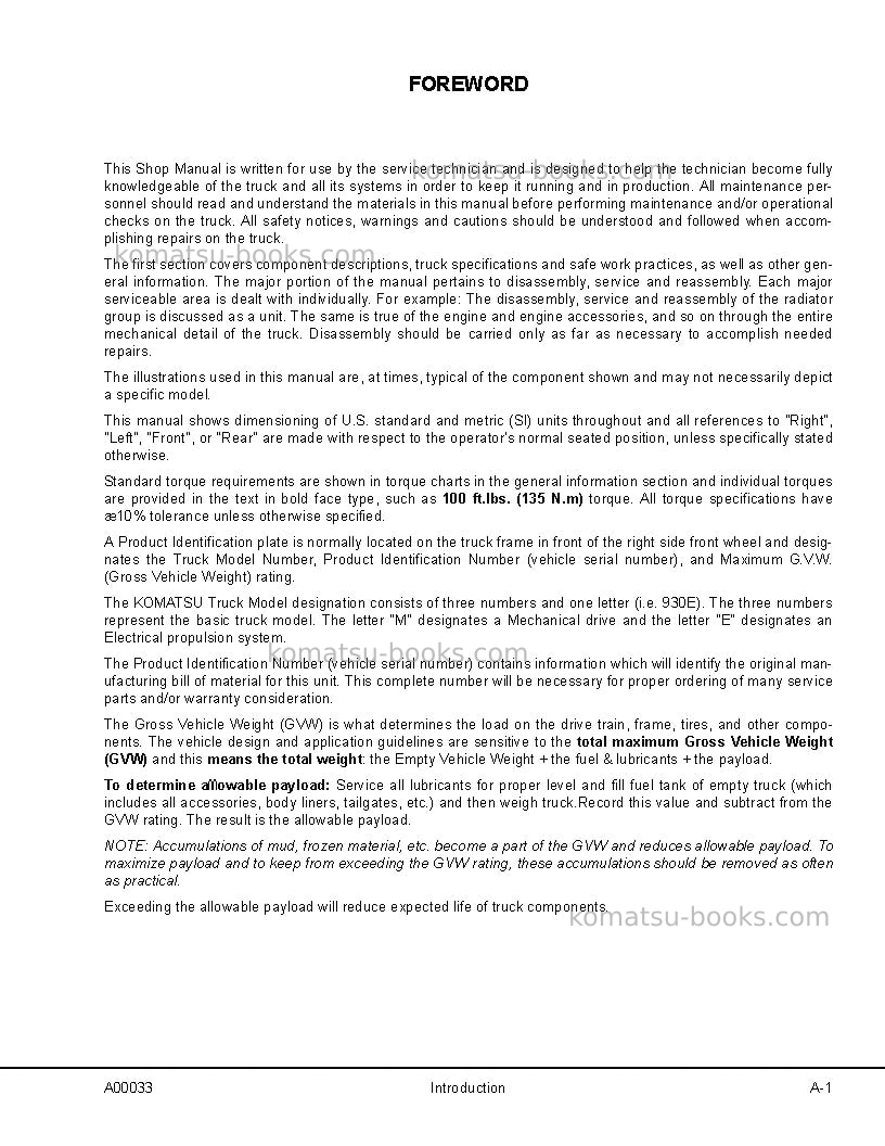 Komatsu 930e-3usa Repair & maintenance cover Page 5