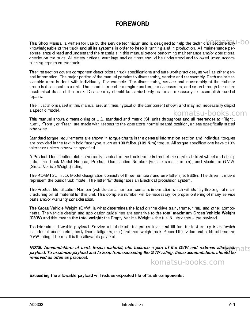 Komatsu 830eusa Repair & maintenance cover Page 5