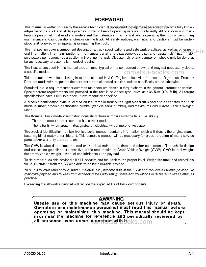 Komatsu 730eusa Repair & maintenance cover Page 5
