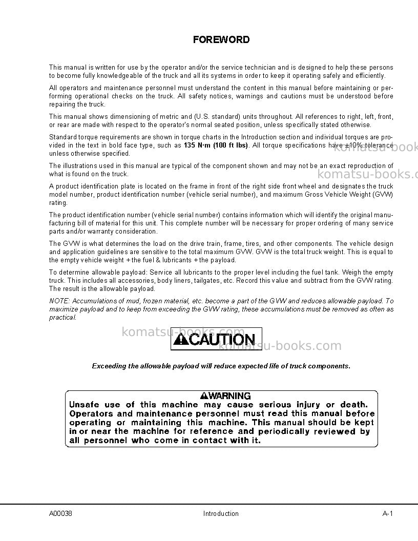 Komatsu 730eusa Repair & maintenance cover Page 5
