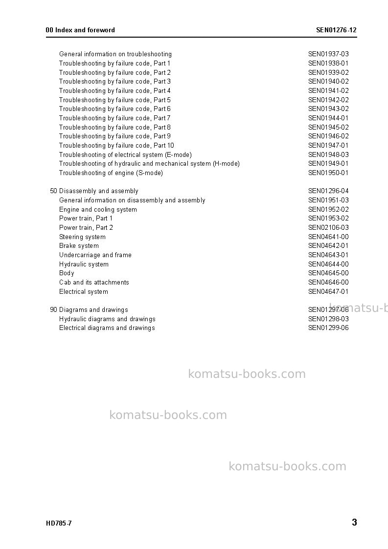 Komatsu hd785-7usa Repair & maintenance cover Page 5 Komatsu hd785-7usa Repair & maintenance cover Page 5