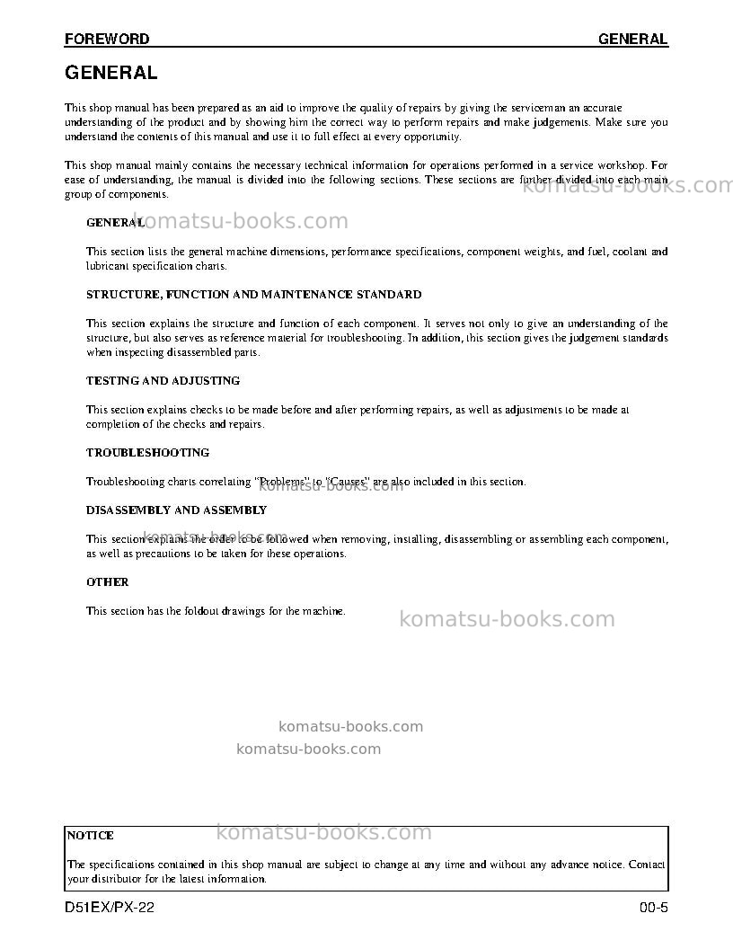 Komatsu d51px-22bra Repair & maintenance cover Page 5